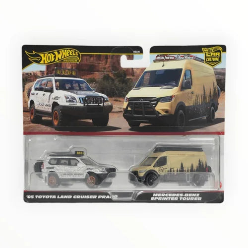 2024 HRR76 — white Prado, left beside the Sprinter Tourer