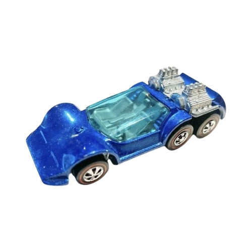Blue Six Shooter with six wheels and twin engines
