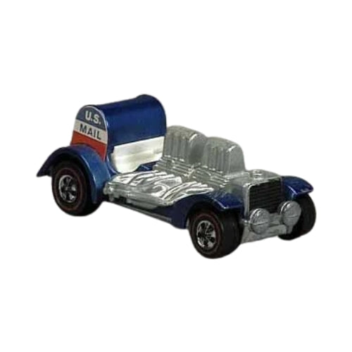 Blue Special Delivery with a U.S. Mail sticker and exposed engine