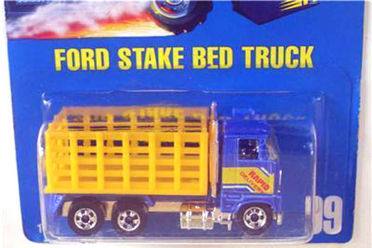 1990 Hot Wheels Ford Stake Bed Truck blue Rapid Delivery #99