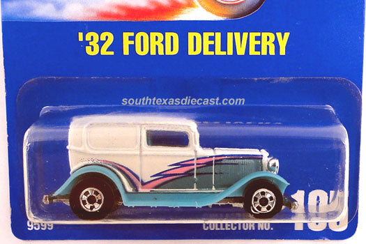 1991 Hot Wheels 32 Ford Delivery number 135 in white and turquoise