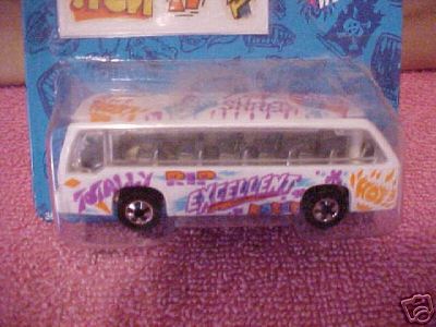 White 1993 Hot Wheels Bus Boys Rapid Transit in Tattoo Machines packaging