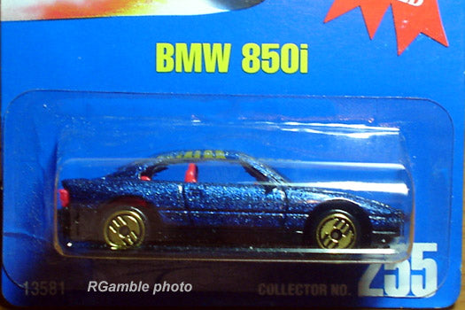 1994 Hot Wheels BMW 850i Gold Medal Speed number 255 in metallic dark blue