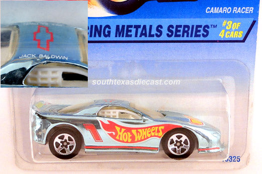 1995 Hot Wheels Camaro Racer Racing Metals number 338 in blue chrome