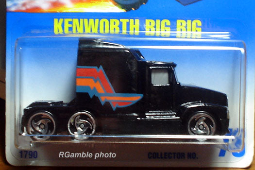 1995 Hot Wheels Kenworth Big Rig number 76 in black with multicolor side stripes