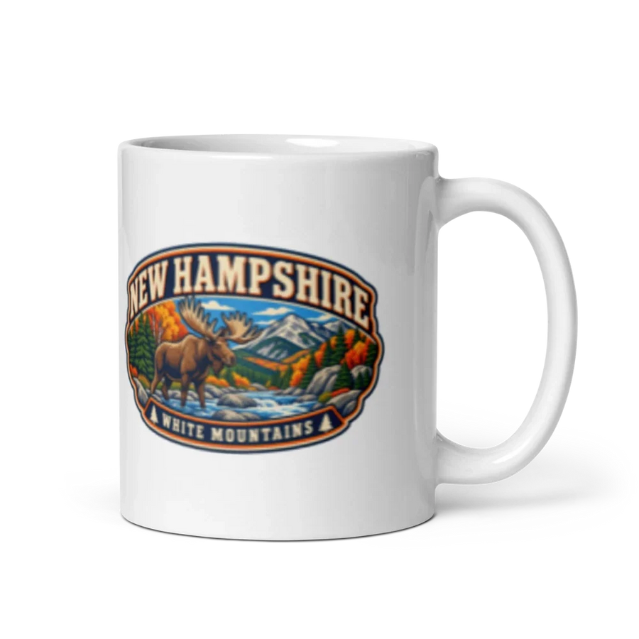 Taza blanca New Hampshire Heritage Badge de 11 onzas