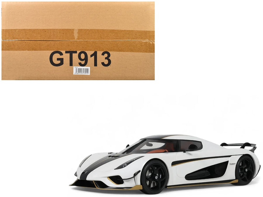 2023 Koenigsegg Regera White with Black Stripes – GT Spirit 1:18
