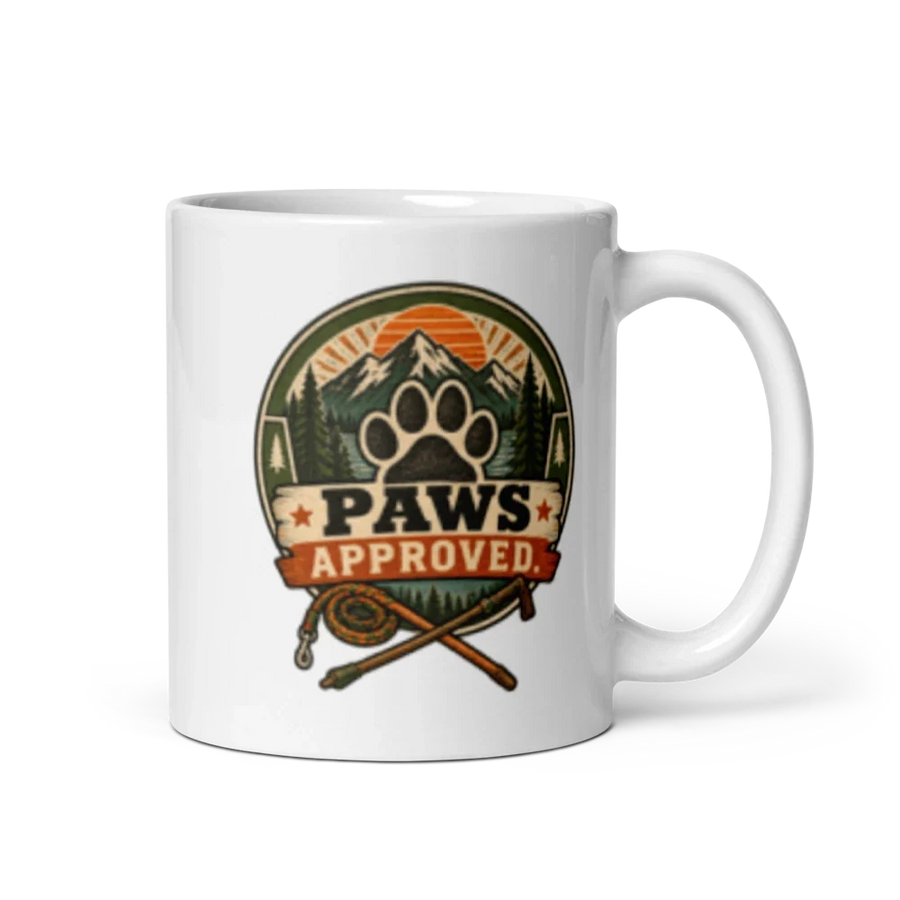 Taza blanca Best Dog Dad Paws Approved de 11 onzas