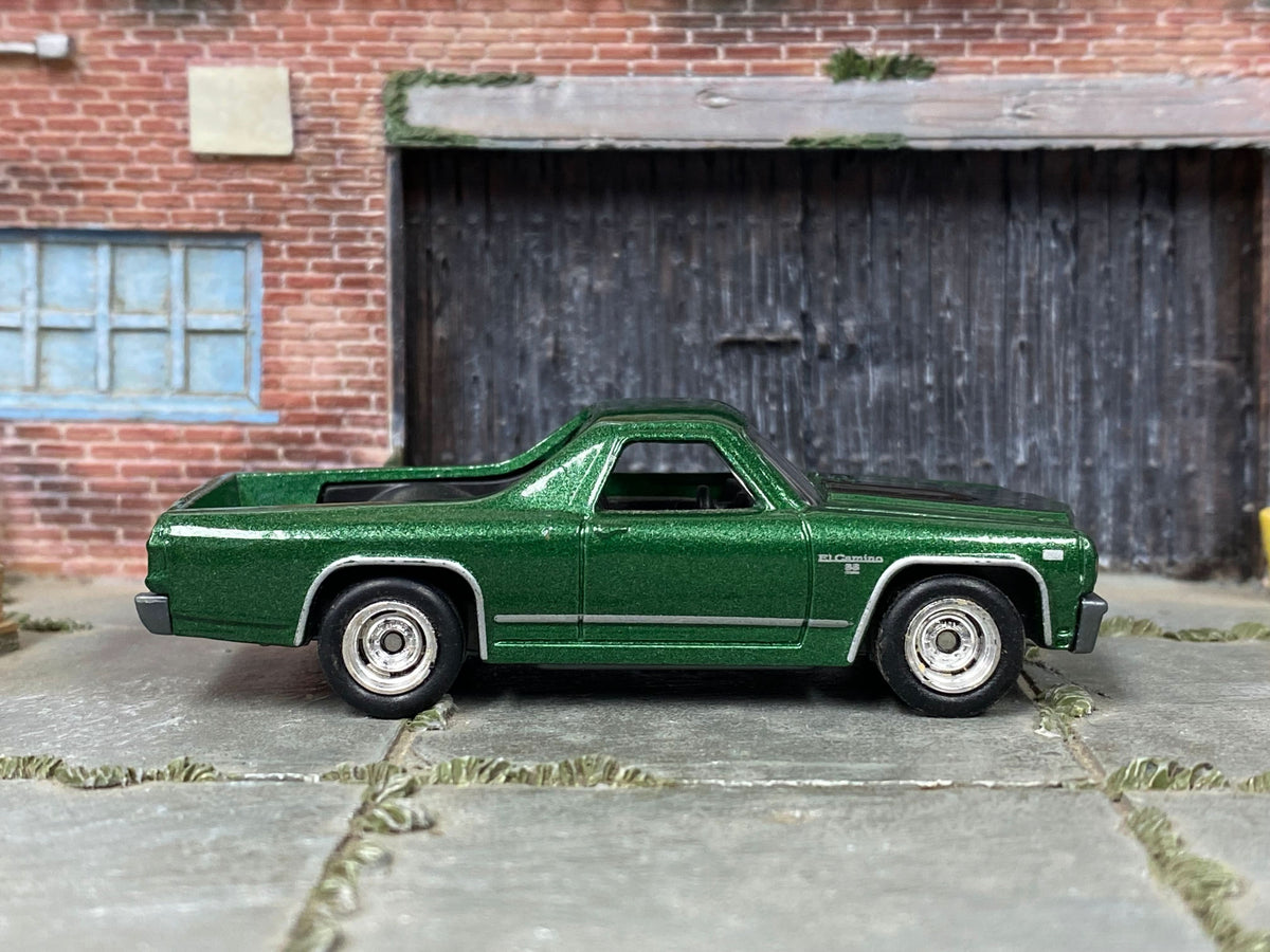 Custom Matchbox 1970 Chevy El Camino in green and black, front three-quarter view
