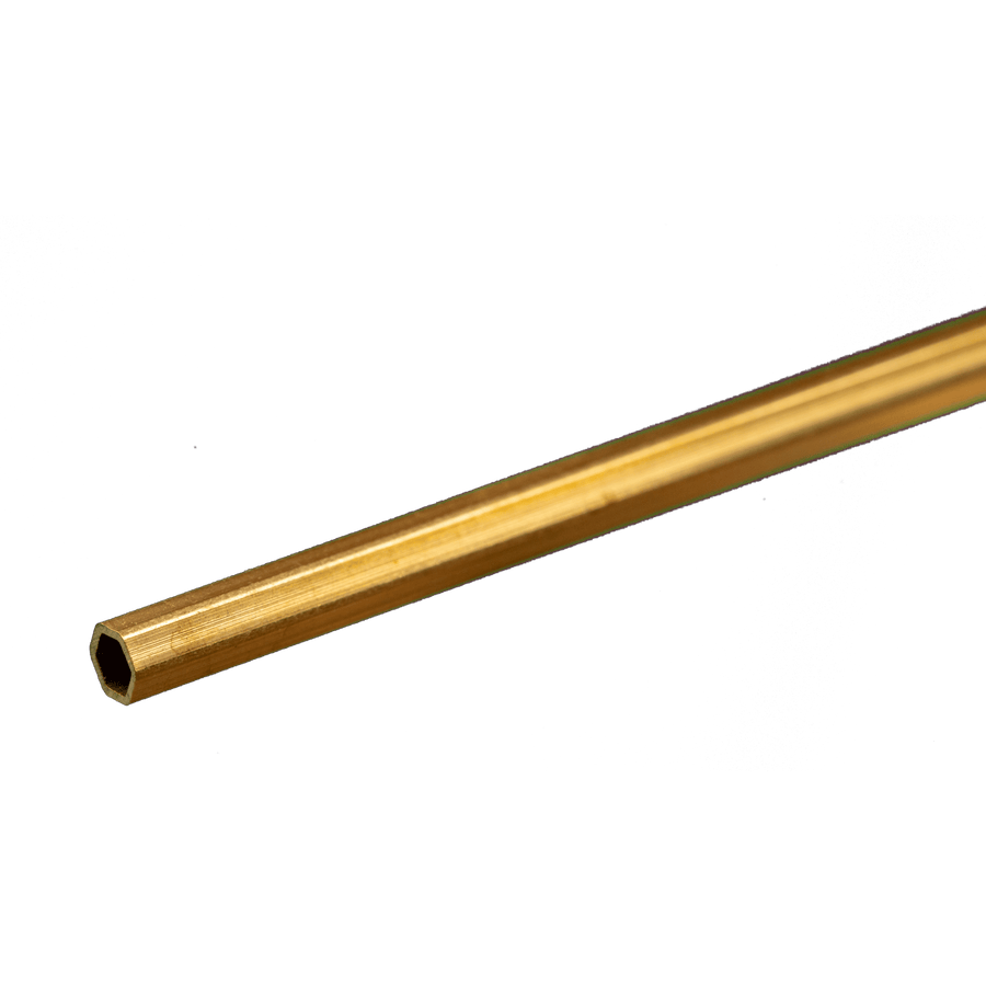 Hexagonal Brass Tube: 1/8" OD x 0.014" Wall x 12" Long (1 Piece) — exact product view