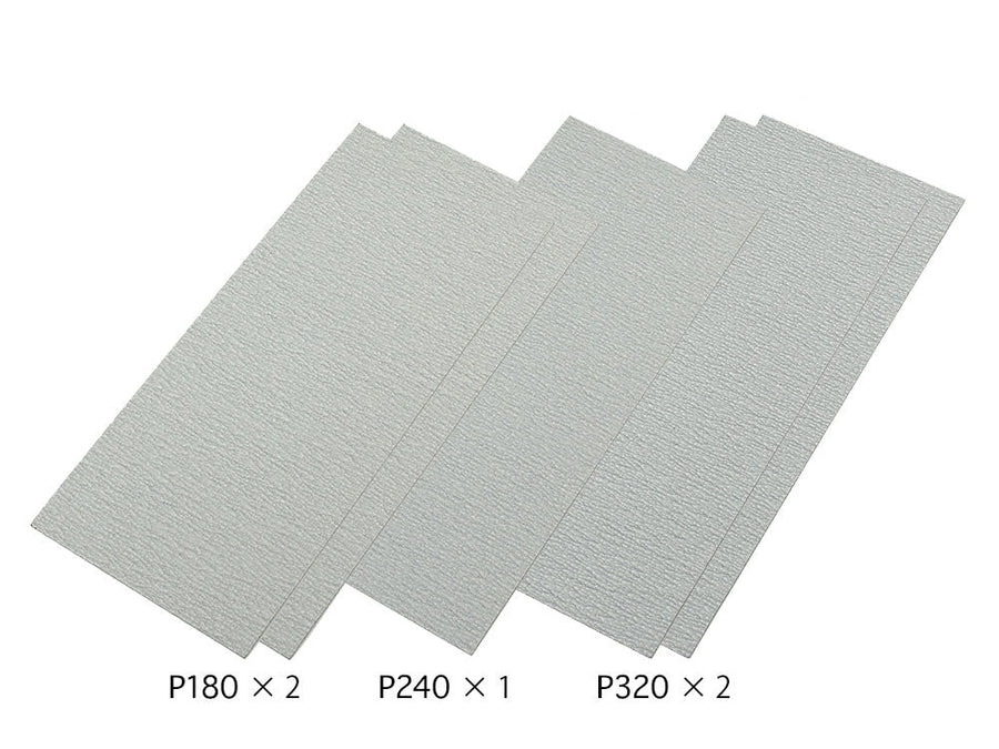 Tamiya Finishing Abrasives Medium Set with P180, P240 and P320 sheets, item 87009