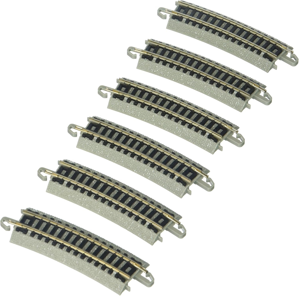 Six Bachmann 44821 N-scale half-section 11.25-inch-radius curves