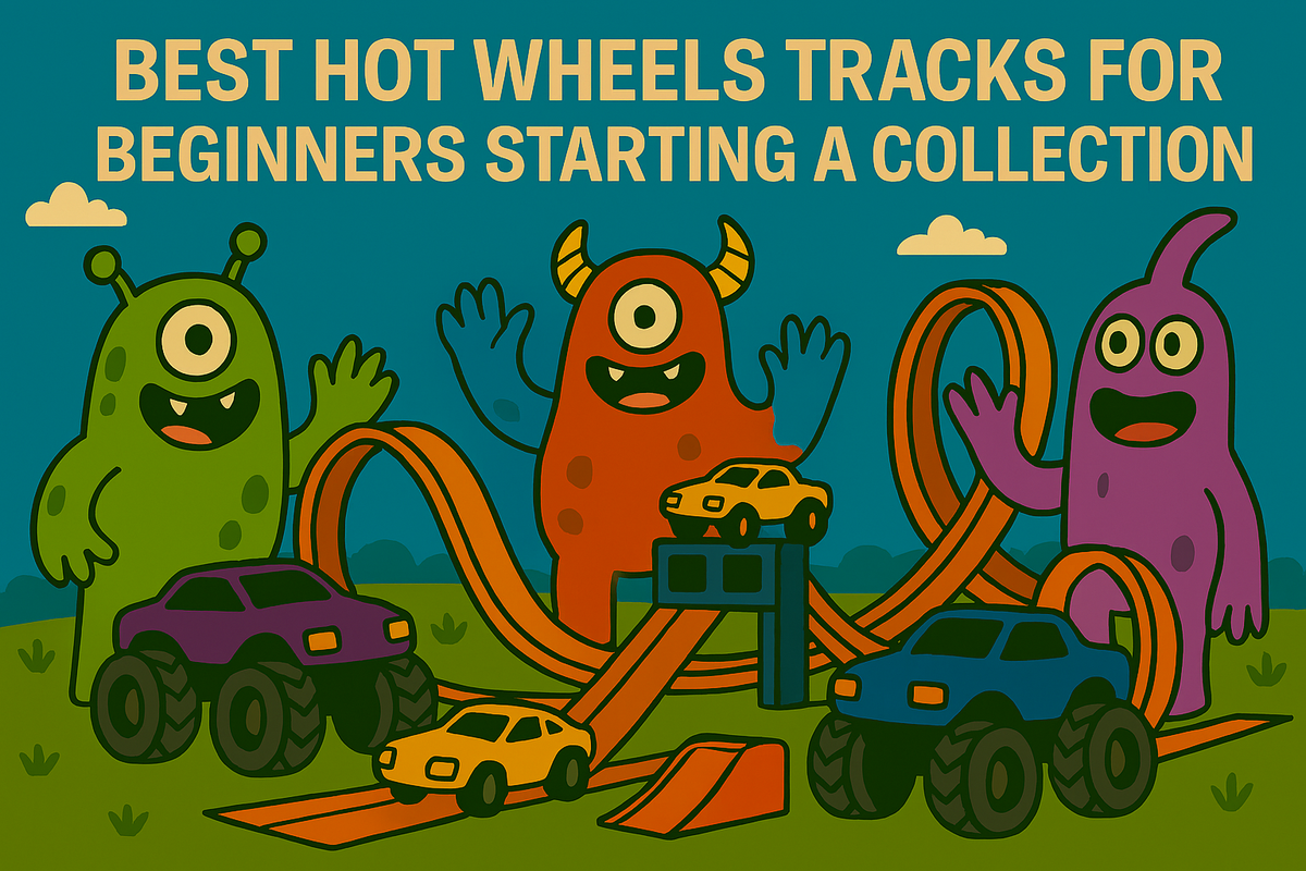 Editorial artwork for planning a first Hot Wheels track and car collection