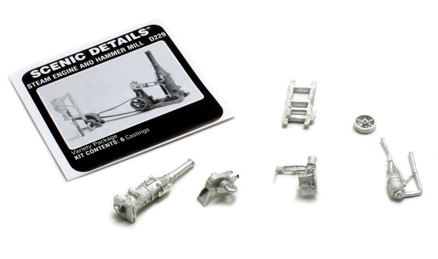 Woodland Scenics D229 HO Steam Engine and Hammer Mill Kit actual unassembled components