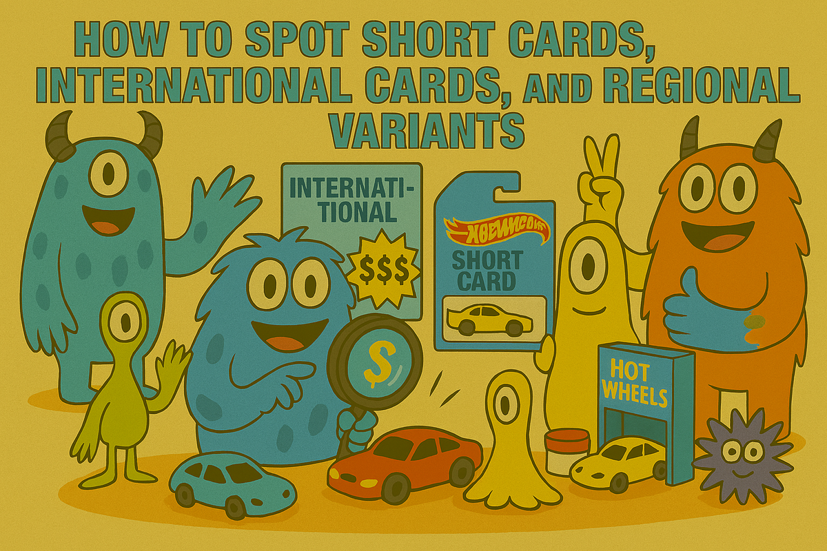Hot Wheels short-card and international-packaging guide artwork