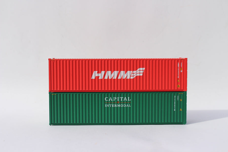 HMM (3 wave logo) and Captial, MIX PACK 40' HIGH CUBE containers with Magnetic system, Corrugated-side. JTC# (405803) exact product view 1