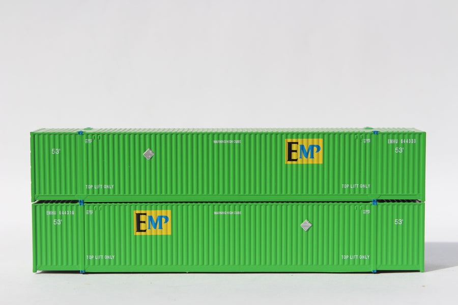 EMP - (6443xx series) green 53' HIGH CUBE 8-55-8 corrugated containers with stackable Magnetic system. JTC # (537025) exact product view 1