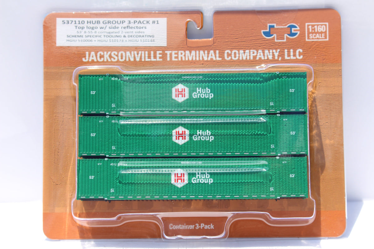 HUB GROUP with Top Logo 53' HIGH CUBE 8-55-8 (3-pack) Set # 1 corrugated containers with stackable Magnetic system. JTC # 537110 SOLD OUT (537110) exact product view 1