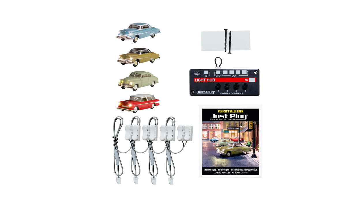 Woodland Scenics JP5908 actual HO Scale Just Plug Classic Vehicles Value Pack view 1