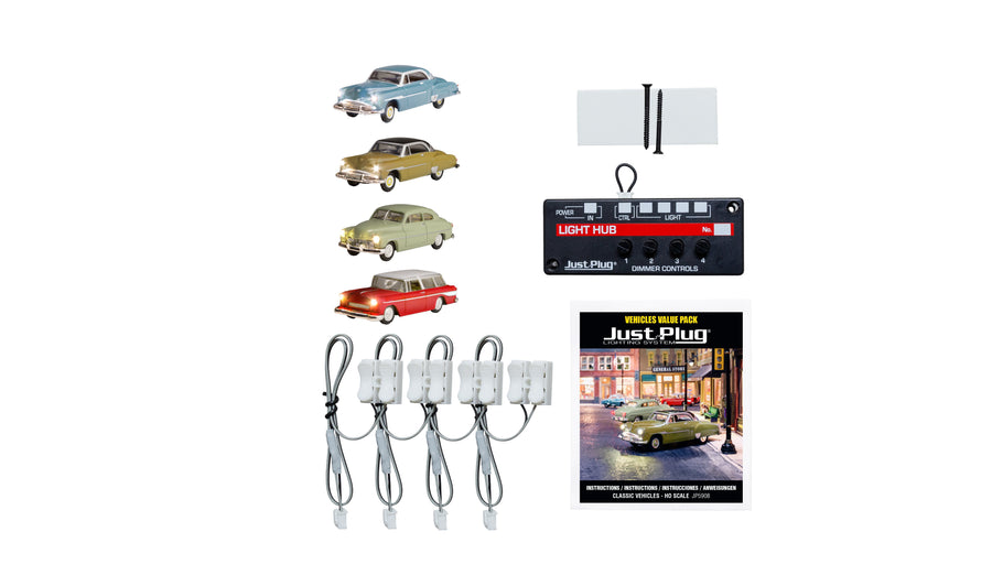 Woodland Scenics JP5908 actual HO Scale Just Plug Classic Vehicles Value Pack view 1