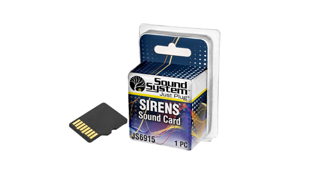 Woodland Scenics JS6915 Just Plug Sirens Sound Card, exact product and retail package
