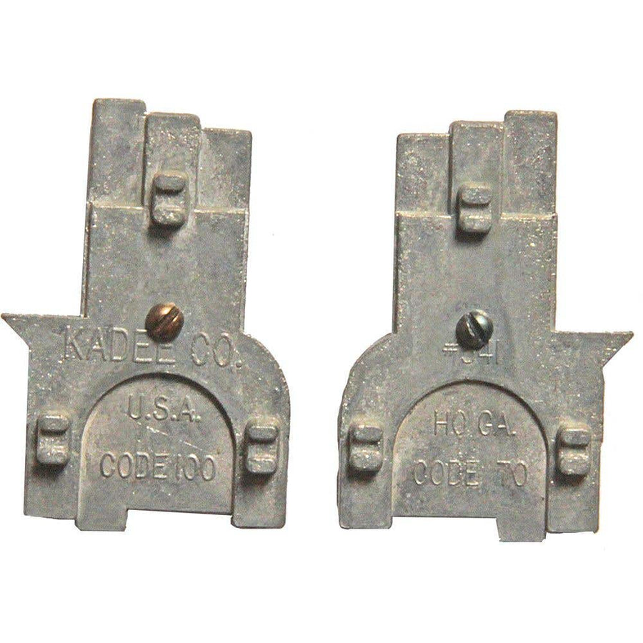Two views of the single Kadee 341 gauge, showing Code 70 and Code 100 faces