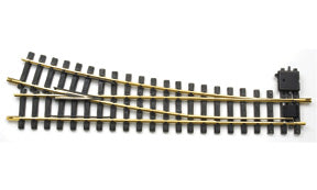 Top view of the LGB 18050 right-hand R5 manual turnout showing the diverging route and manual mechanism.