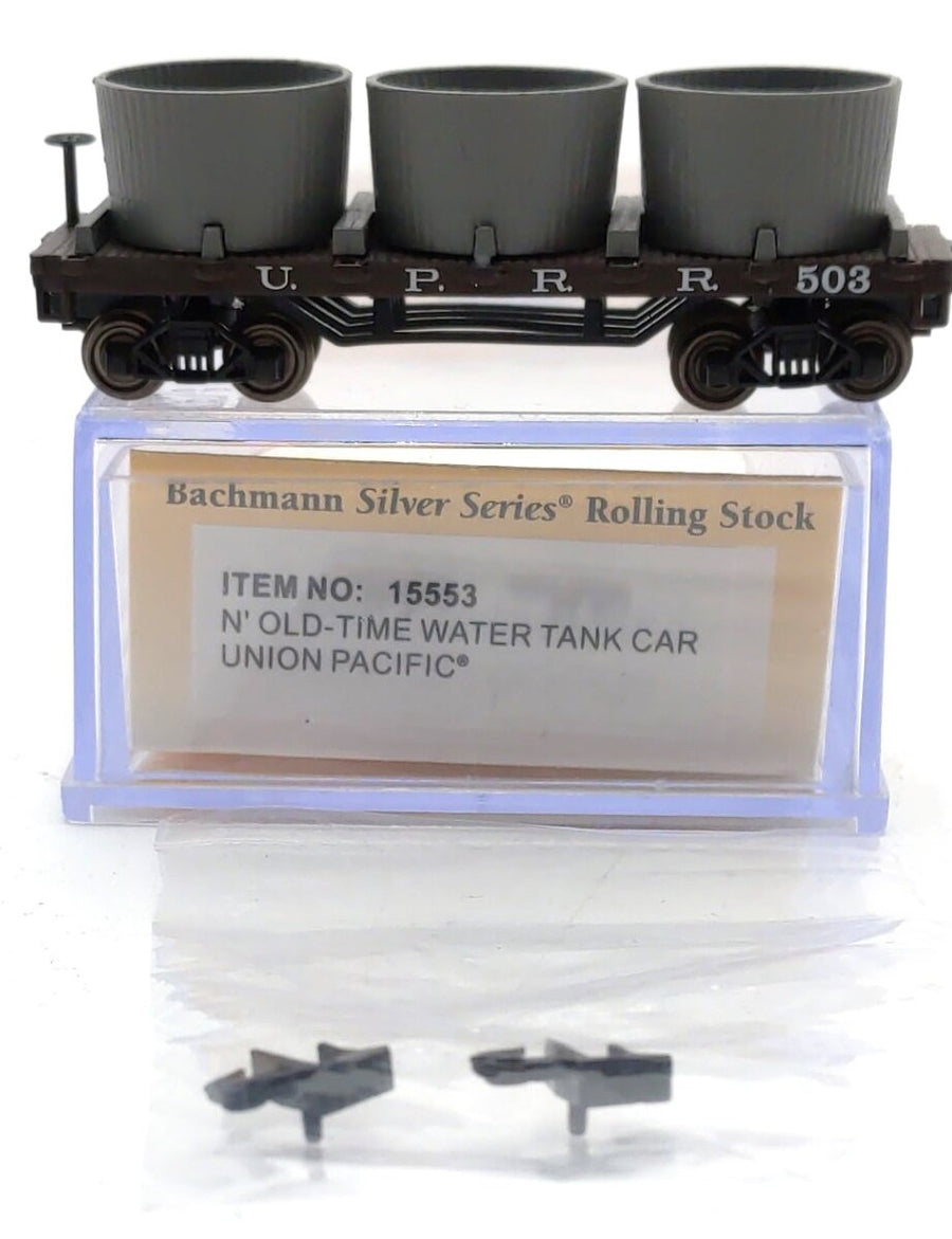 Bachmann 15553 N scale Union Pacific 503 water tank car, shown from an additional angle