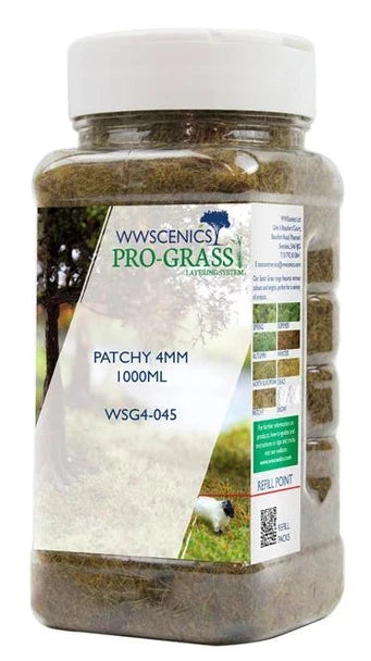 WWScenics 4mm Patchy Static Grass 1000ml Canister — exact WWScenics product image