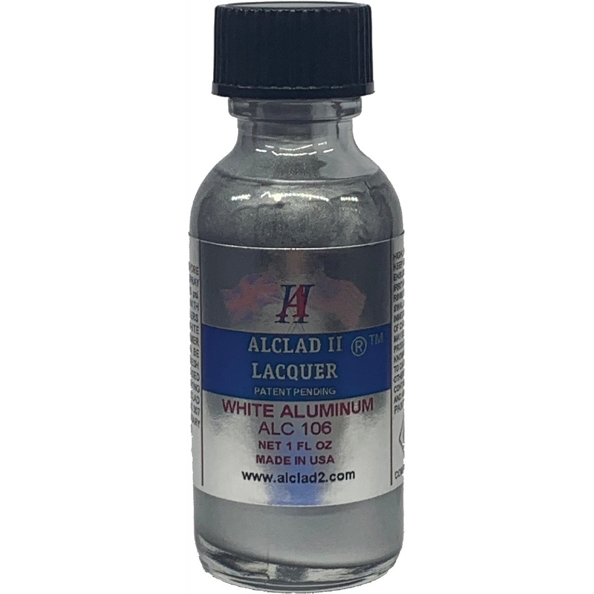 Alclad II White Aluminium Metallic Lacquer Paint 1 oz ALC-106 front product view