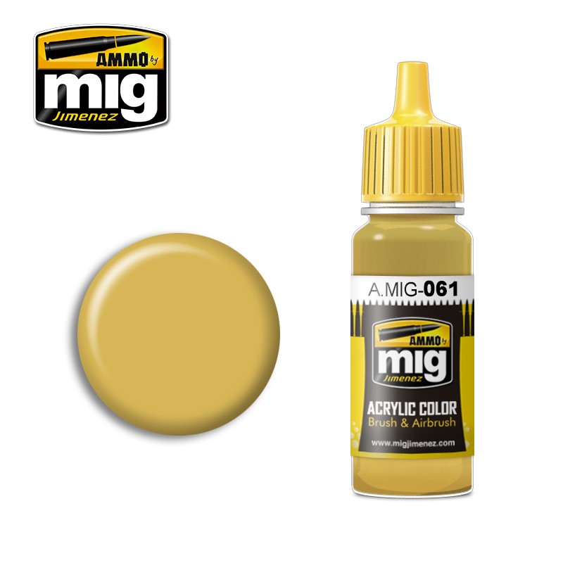 AMMO by Mig Jimenez A.MIG-0061 Warm Sand-Yellow 17 ml acrylic paint bottle