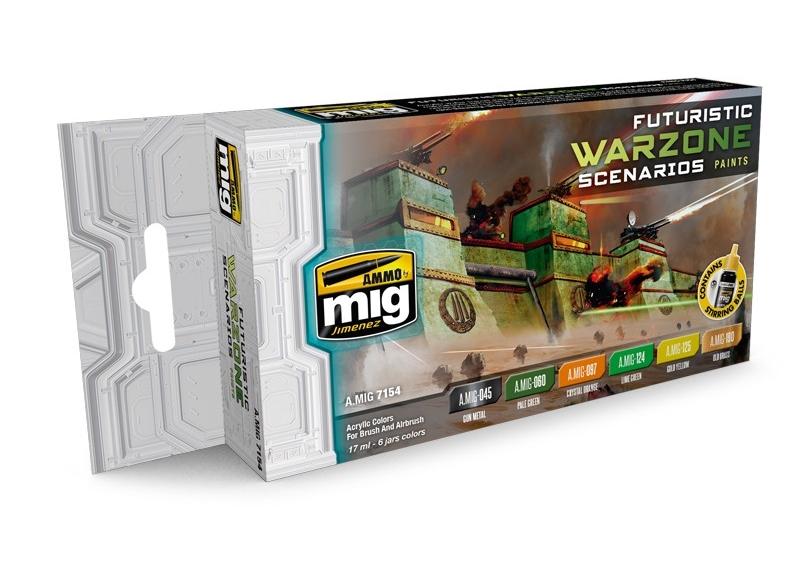 AMMO by Mig Jimenez A.MIG-7154 Futuristic Warzone Scenarios paint set, 6 × 17 mL