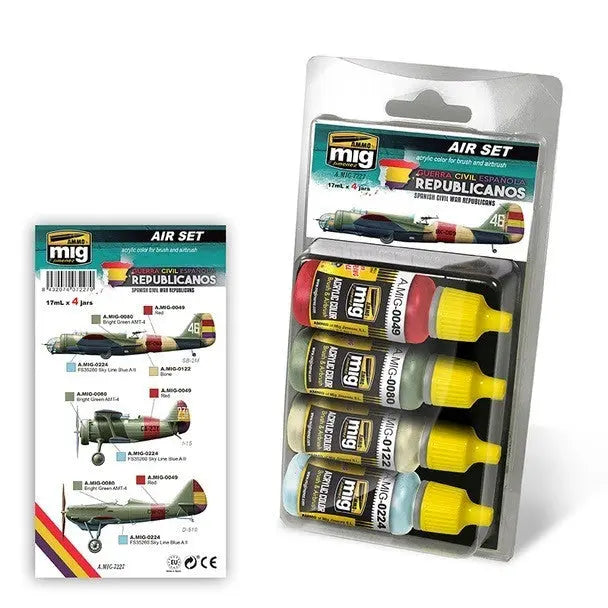 AMMO by Mig Jimenez A.MIG-7227 Spanish Civil War Republicans aircraft acrylic paint set, 4 x 17 ml