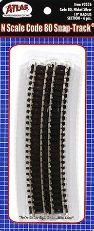 Atlas N Scale 19-Inch Radius Curve Track – 2526
