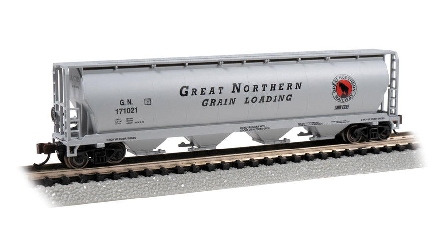 Bachmann N Scale 4-Bay Cylindrical Grain Hopper - Great Northern #171021 - 19164