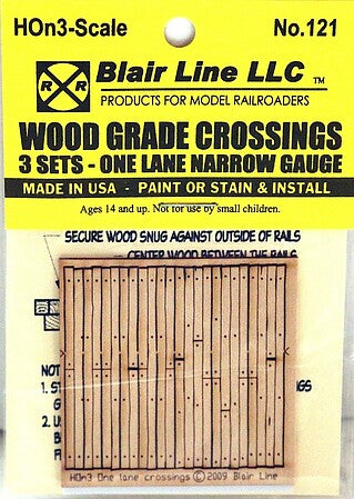 Blair Line HOn3 wood one-lane grade crossing three pack 121