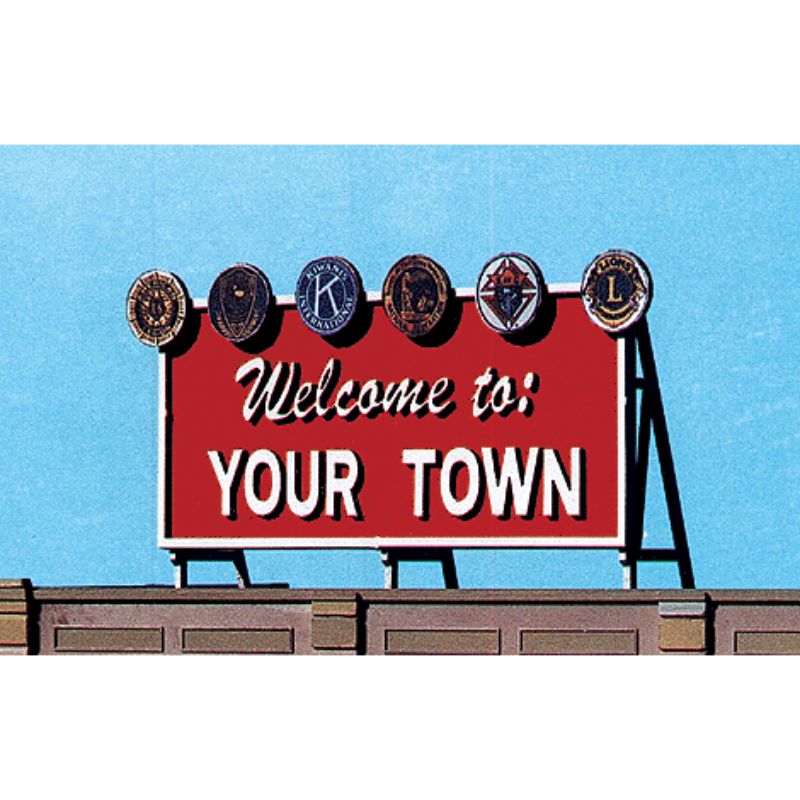 Blair Line Multi Scale Large Laser-Cut Wood Billboard Kit for HO, S and O Scales, Welcome to Yourtown 3.50 x 2.10" – 2528 — exact product reference