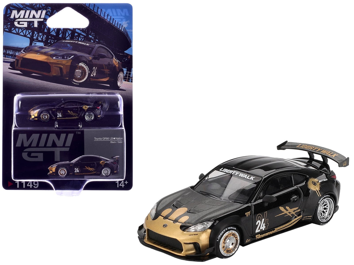 Toyota GR86 LB-Nation #24 Black & Gold — MINI GT 1:64