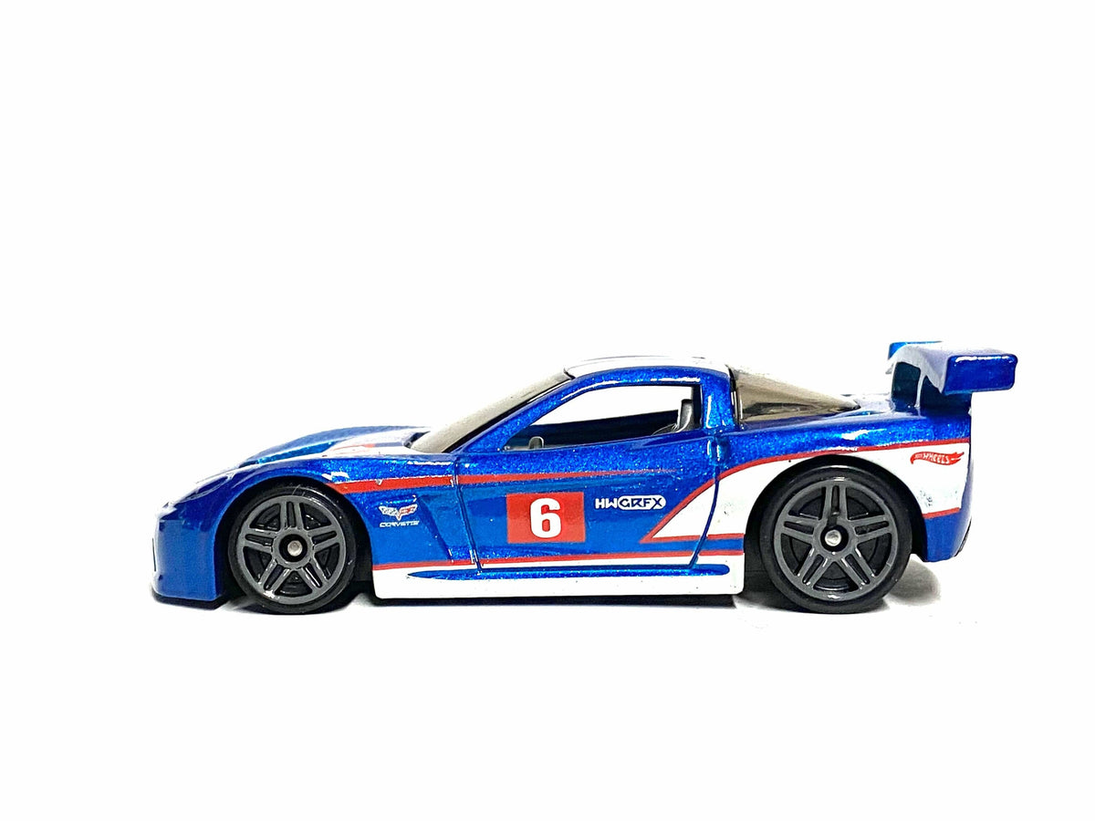 Loose Hot Wheels - Chevy Corvette C6-R Race Car - Blue and White 6