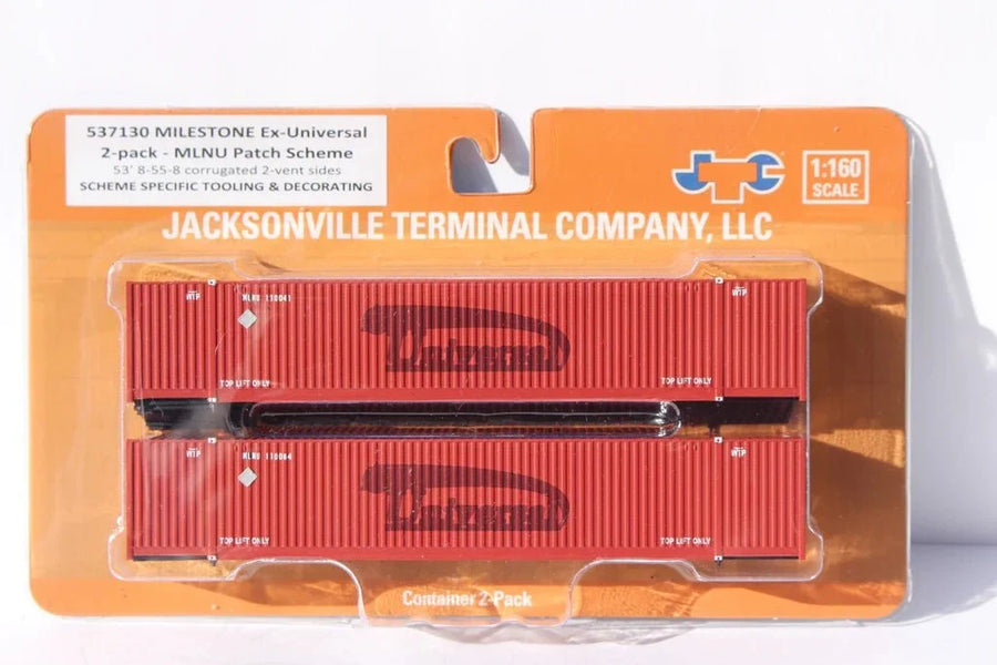 Jacksonville Terminal N Scale Milestone Universal patch 53' High Cube Containers - JTC 537130 — exact product reference