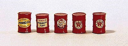 JL Innovative Design 313 red gas station barrels, package of five in HO scale