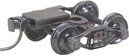 Kadee 512 HO scale Bettendorf T-Section trucks with ready-to-mount couplers and 33-inch ribbed-back wheels