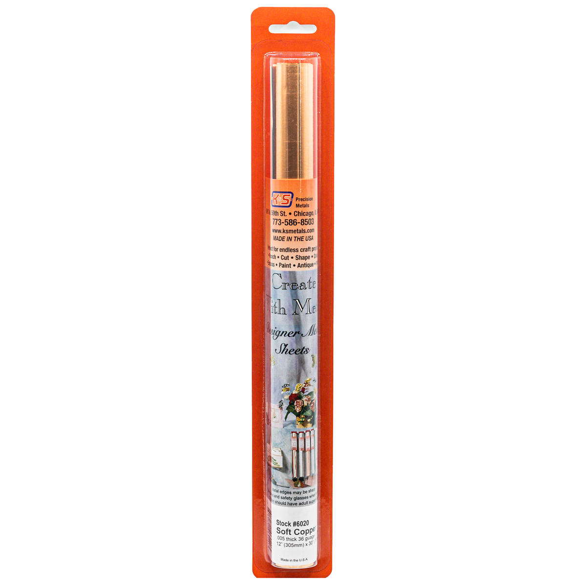 K&S Precision Metals 6020 copper crafting foil 0.005 x 12 x 30 inch roll