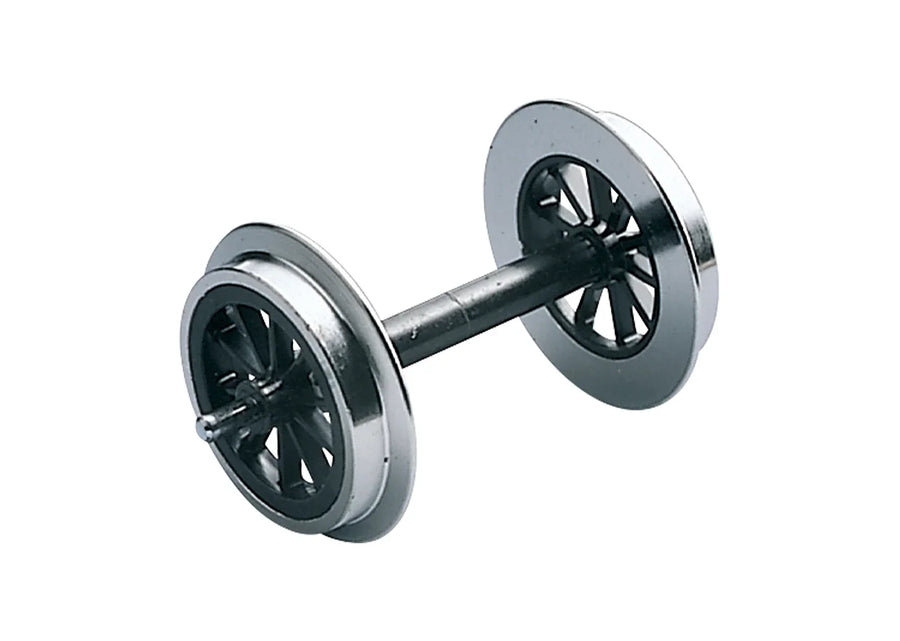 LGB 67319 two-piece metal spoked wheel set with hard chrome-plated tires