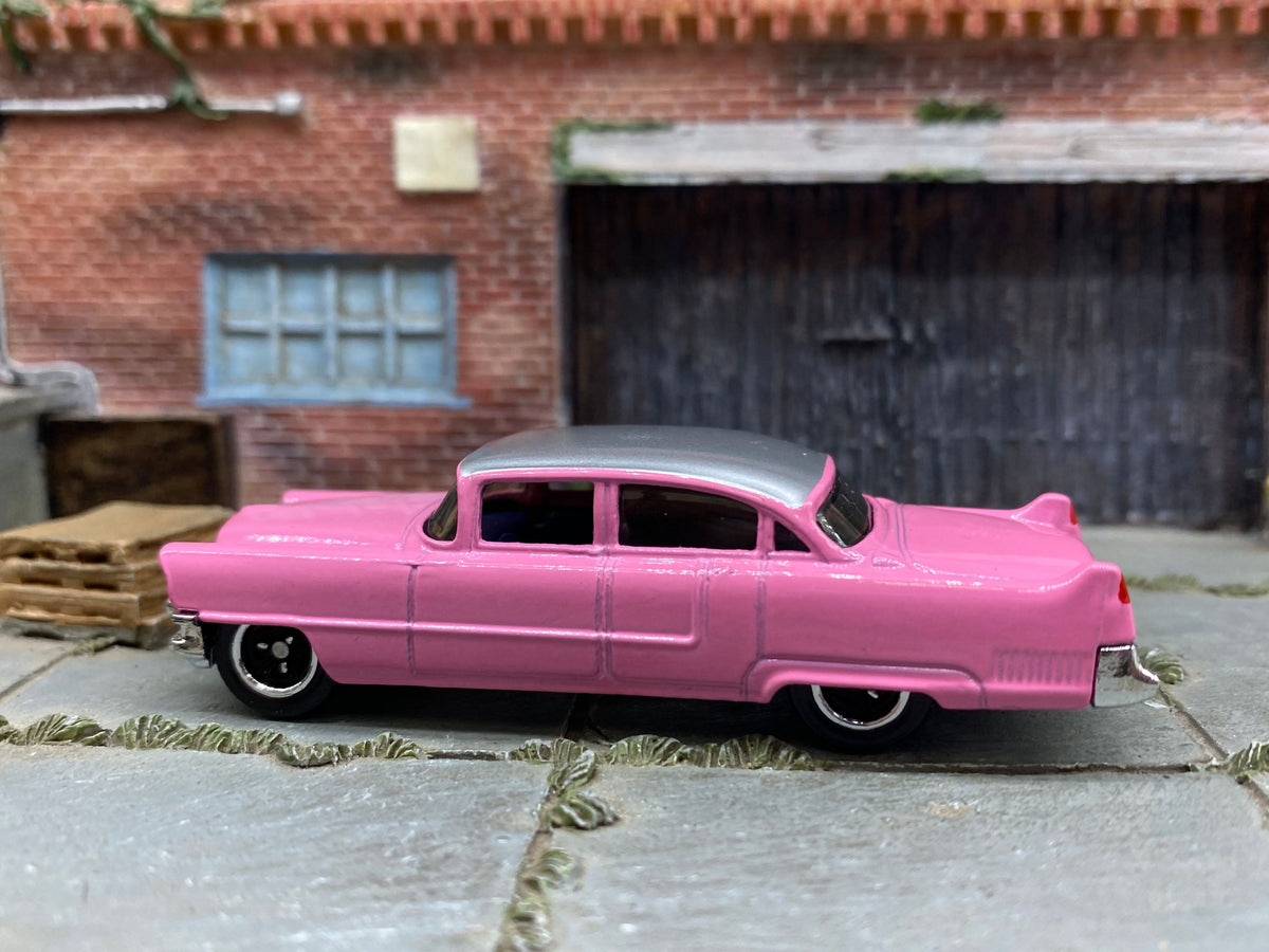 Matchbox 1955 Cadillac Fleetwood in Pink and Silver, loose diecast car
