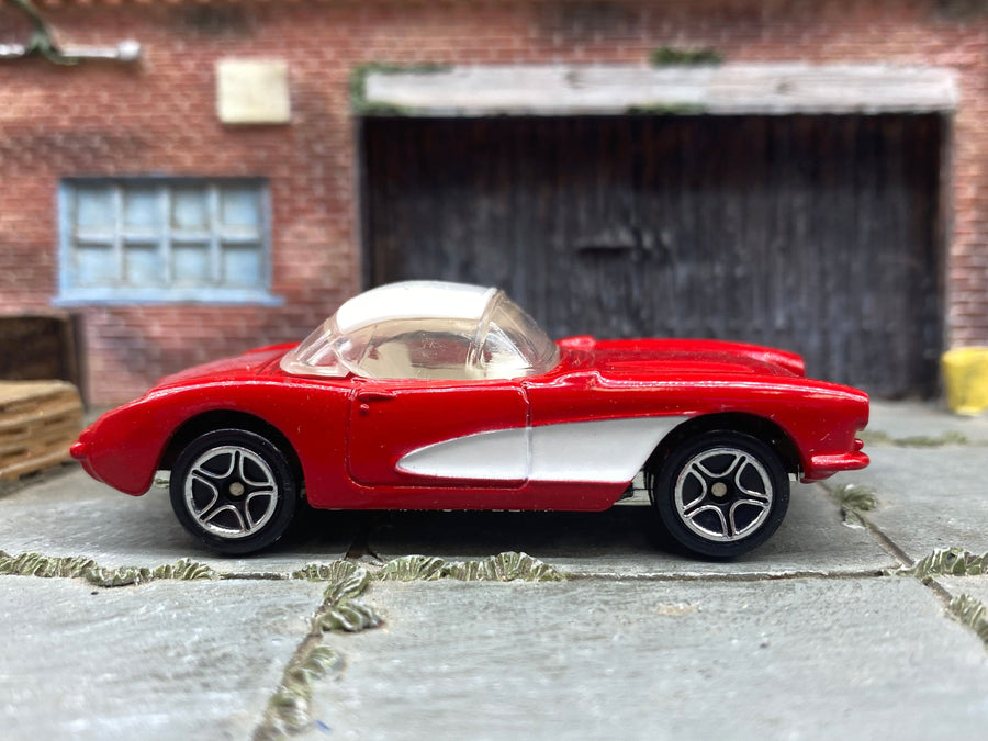 Matchbox 1957 Chevy Corvette in Red and White, loose diecast car