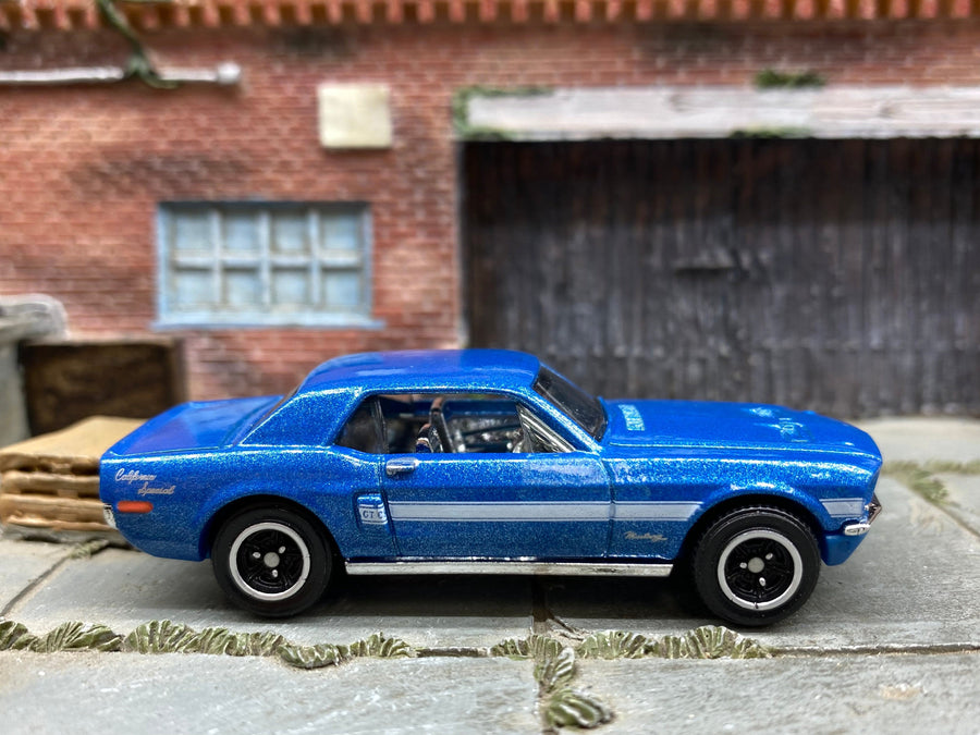 Matchbox 1968 Ford Mustang GT SC California Special in Blue and White, loose diecast car
