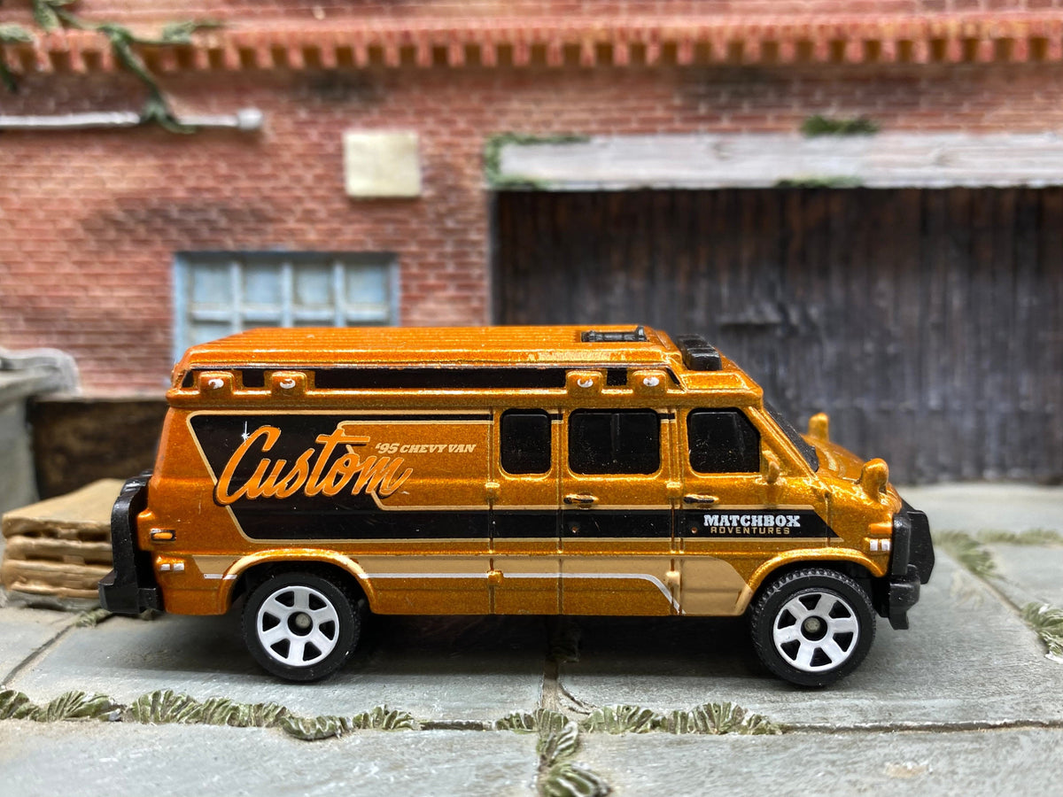 Matchbox Custom 1995 Chevy Van in Brown, loose diecast car