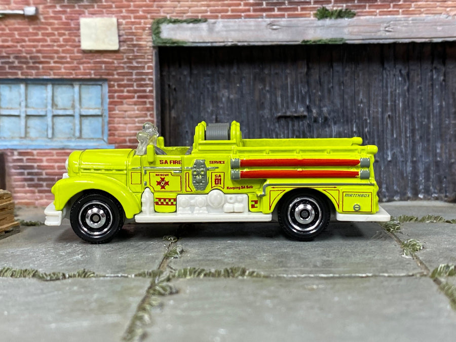 Matchbox Seagrave Fire Engine Fire Truck in Neon Green, loose diecast car