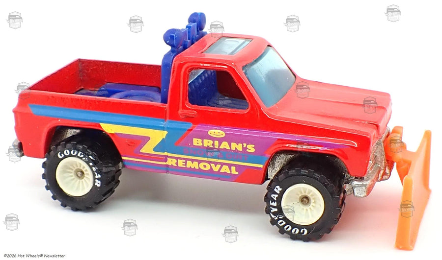 Red Power Plower with Brians Snow and Dirt Removal graphics, blue cabin and white-hub Real Riders